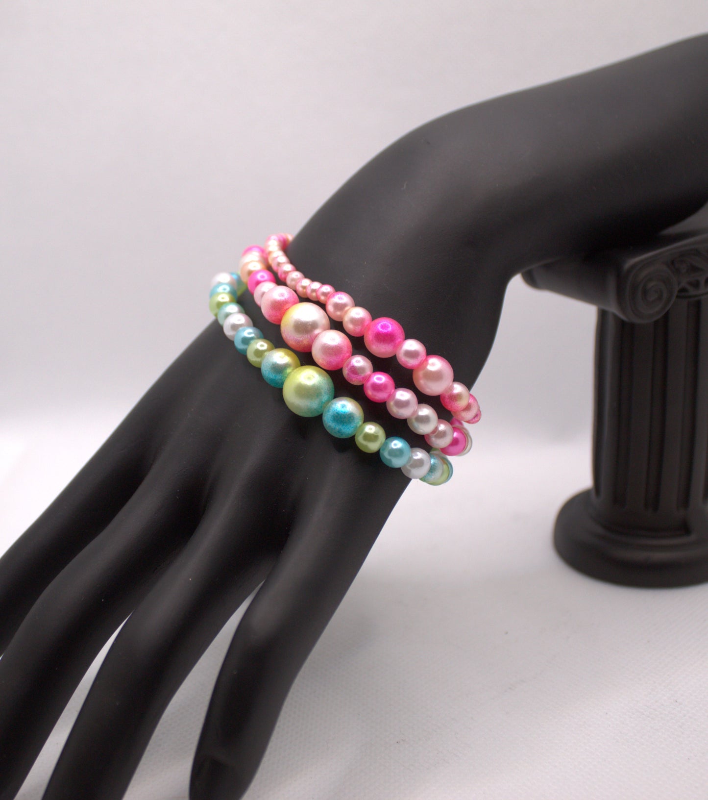 Candy Pearl Bead Bracelet Stack β Bright & Fun!