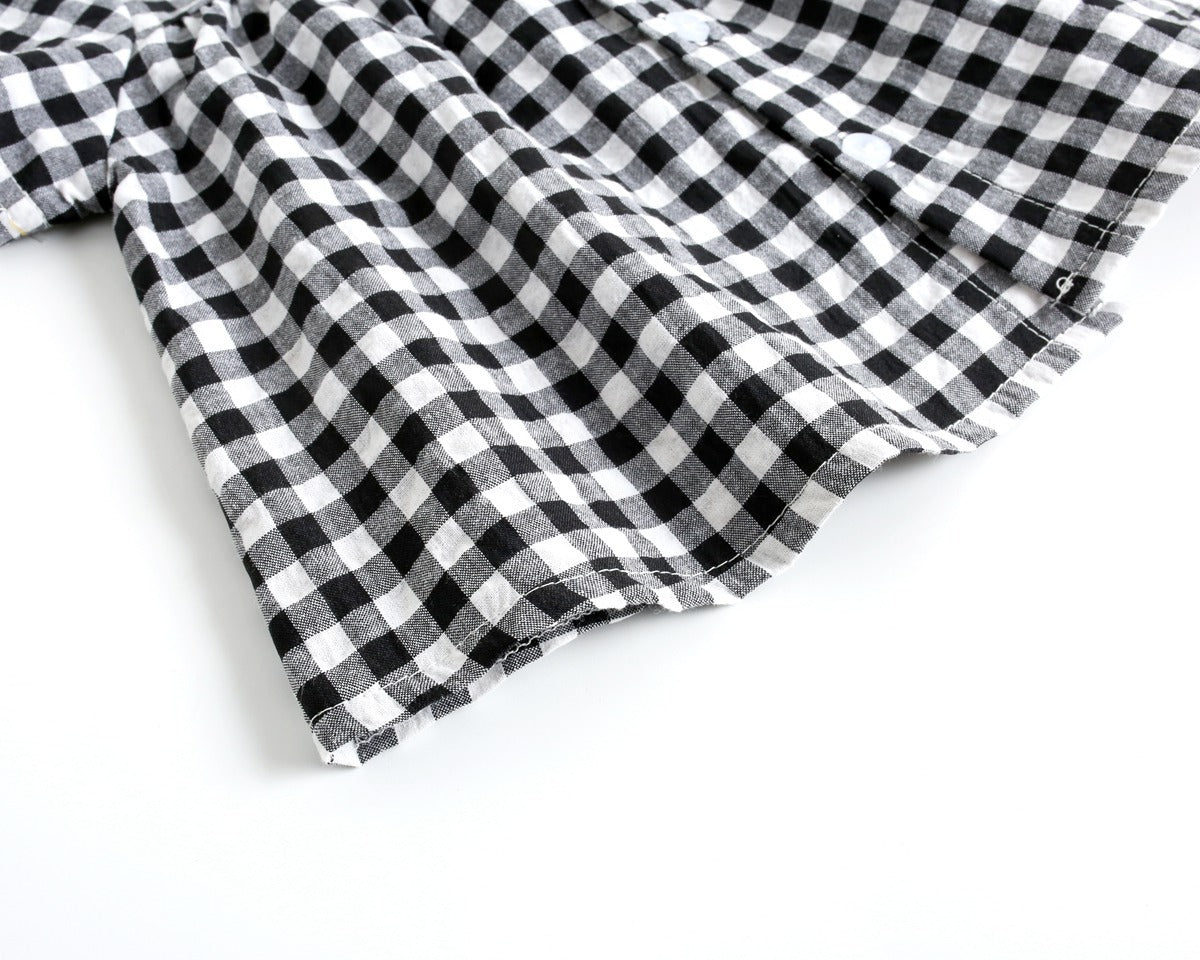 Black and white checkered fabric on a white background