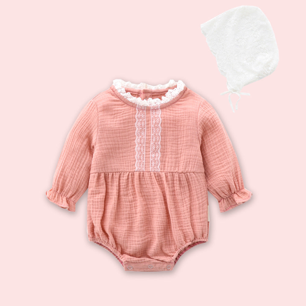 Baby Girl Patchwork Design Solid Color Princess Style Onesies