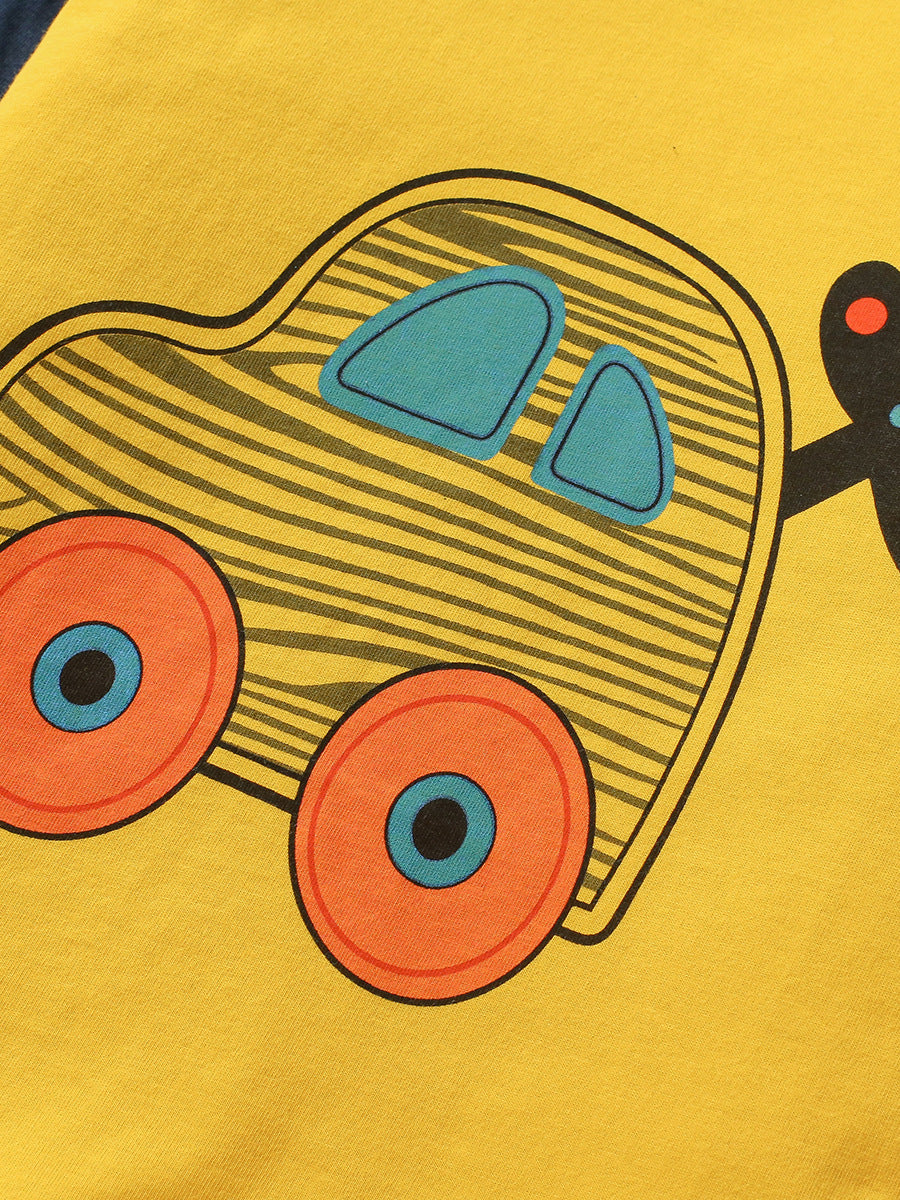 Illustration of a car on a yellow background