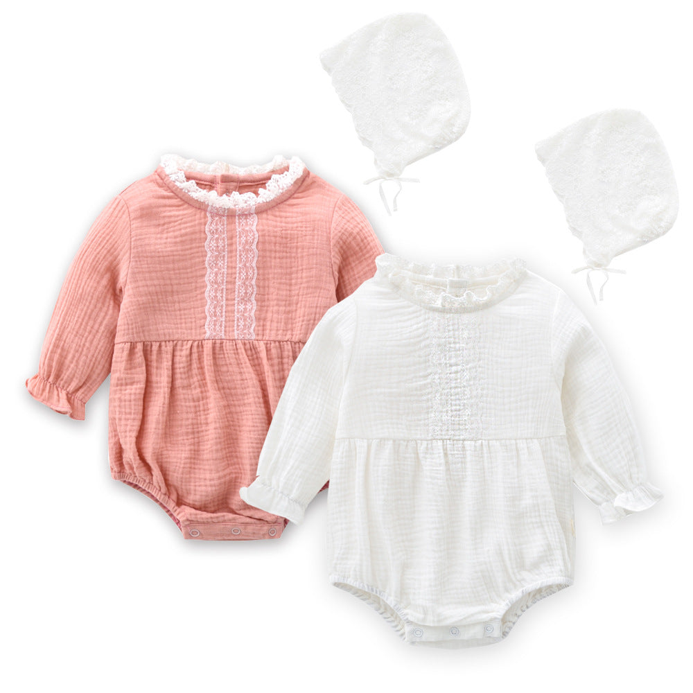Baby Girl Patchwork Design Solid Color Princess Style Onesies