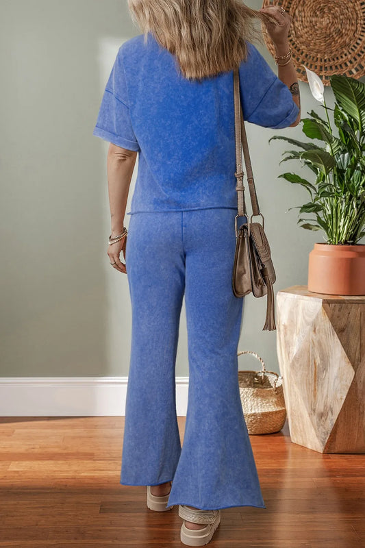 Star Patch Two-Piece Lounge Set – Denim Blue
