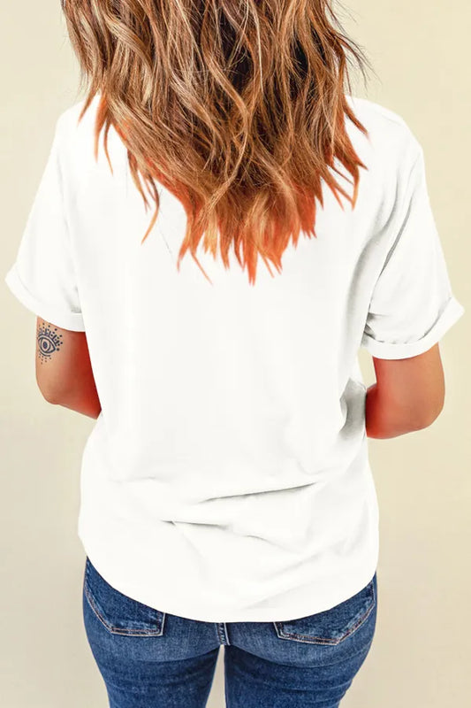 Sequined Patriotic Patch Sprinkle Tee – White