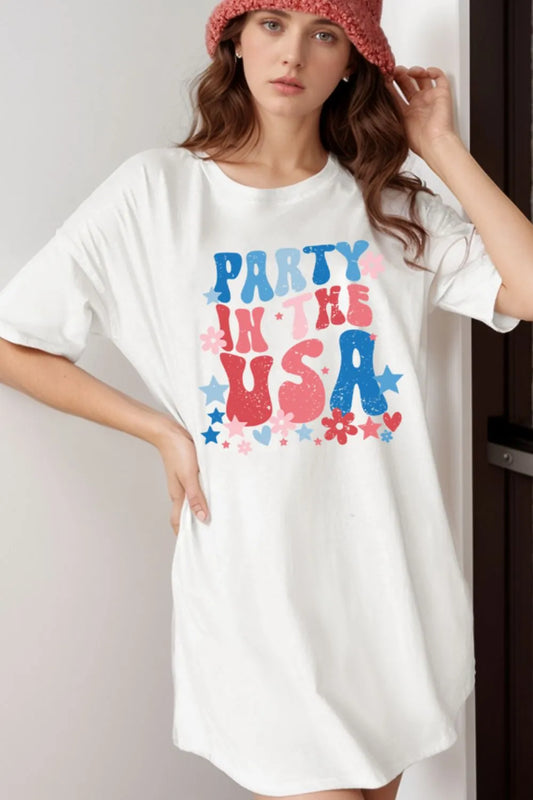 Party in the USA Graphic Oversized T-Shirt/Dress