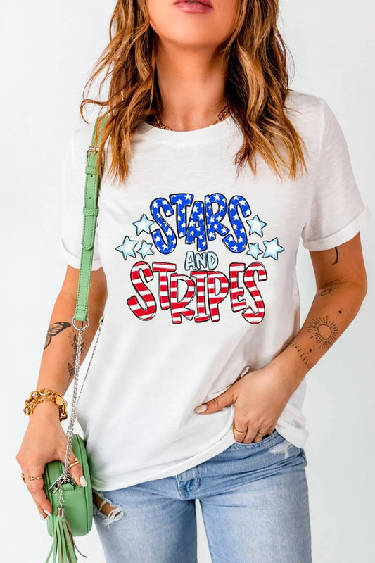 Stars and Stripes Graphic Tee – White