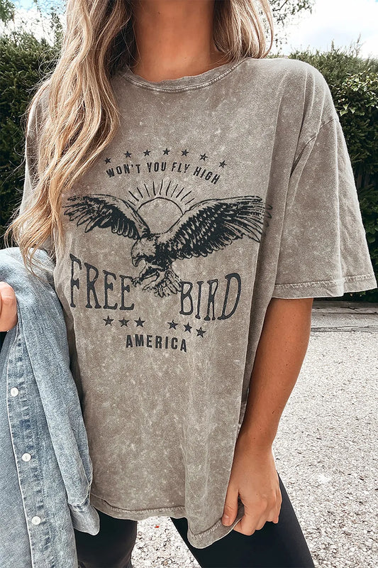 Free Bird Eagle Graphic Tee – Vintage Wash