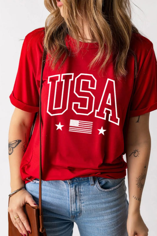 Classic USA Pride Graphic Tee – Red