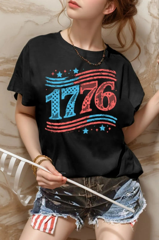 Retro 1776 Patriotic Graphic Tee – Black