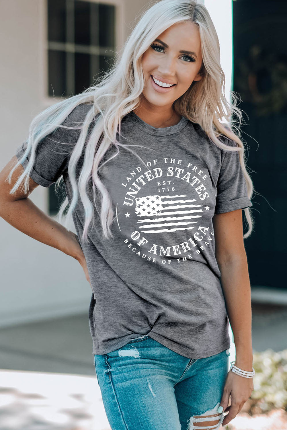 Land of the Free Graphic Tee – Vintage Charcoal