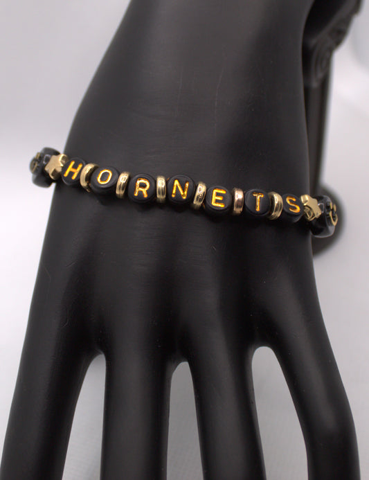 Hornets Spirit Black & Gold Beaded Bracelet
