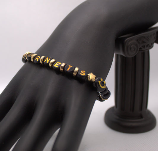 Hornets Spirit Black & Gold Beaded Bracelet