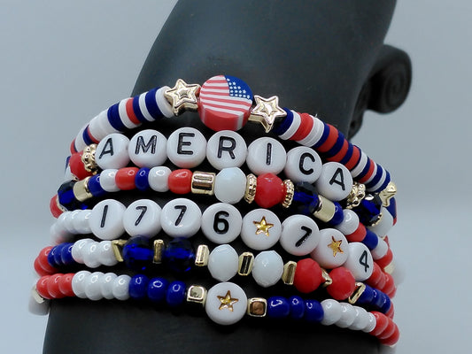 Freedom Stack – 1776 AMERICA Patriotic Bracelet Set