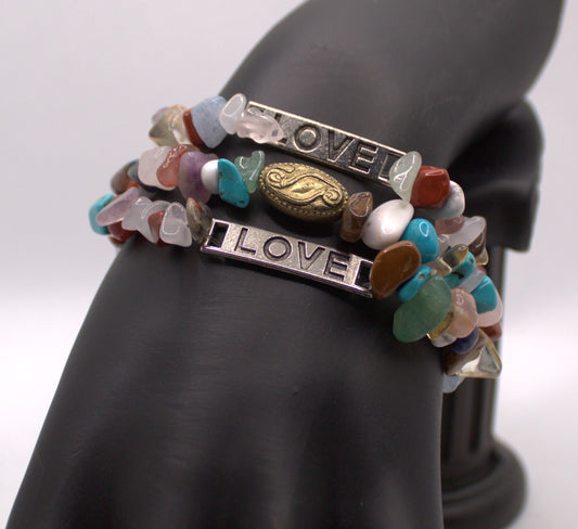 Loved & Grounded Gemstone Chip Bracelet Set
