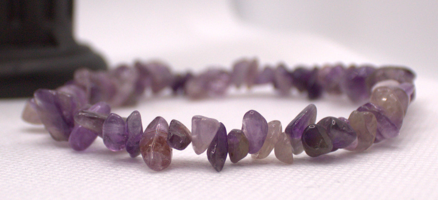 Natural Amethyst Chip Stretch Bracelet