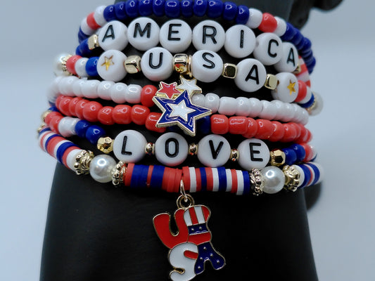 USA Love Bracelet Stack – America • USA • Love