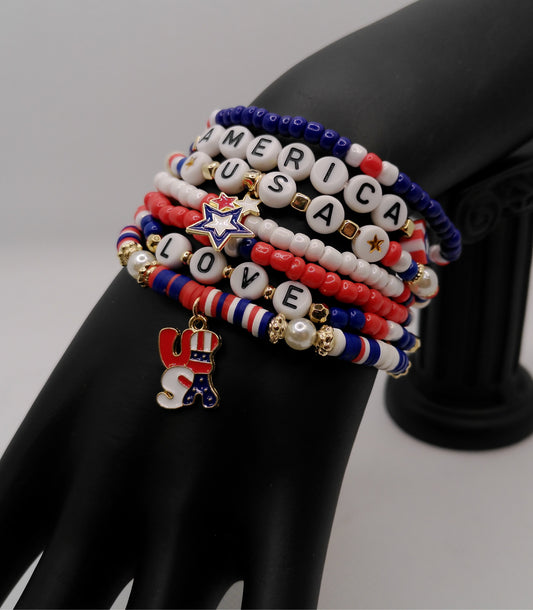 USA Love Bracelet Stack – America • USA • Love