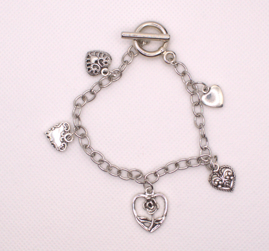 Vintage Hearts Charm Bracelet