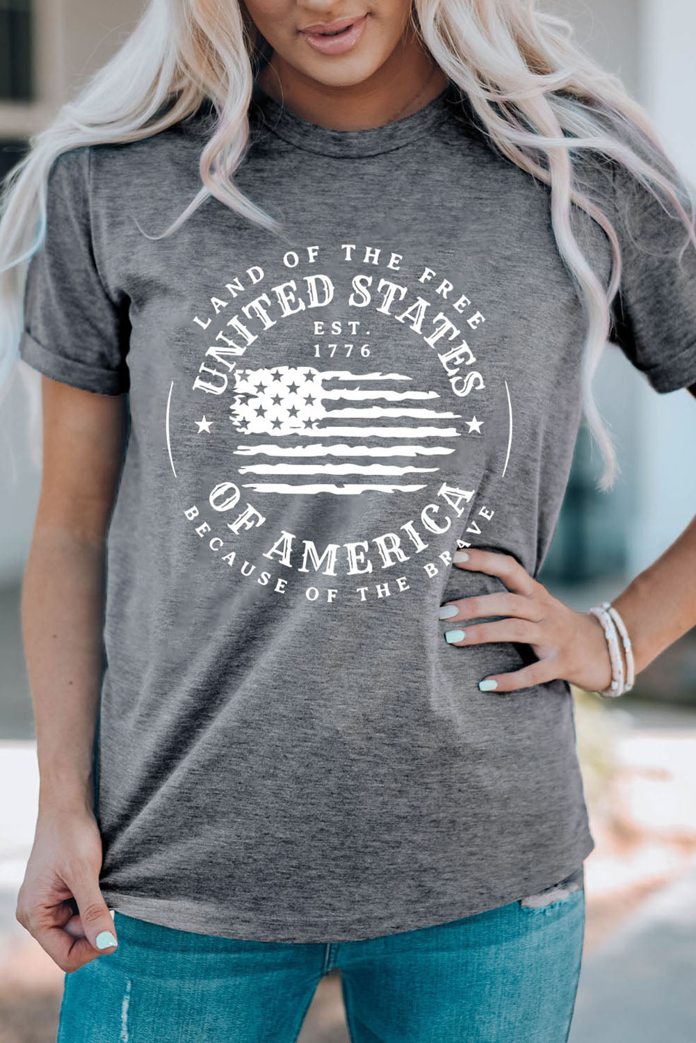 Land of the Free Graphic Tee – Vintage Charcoal