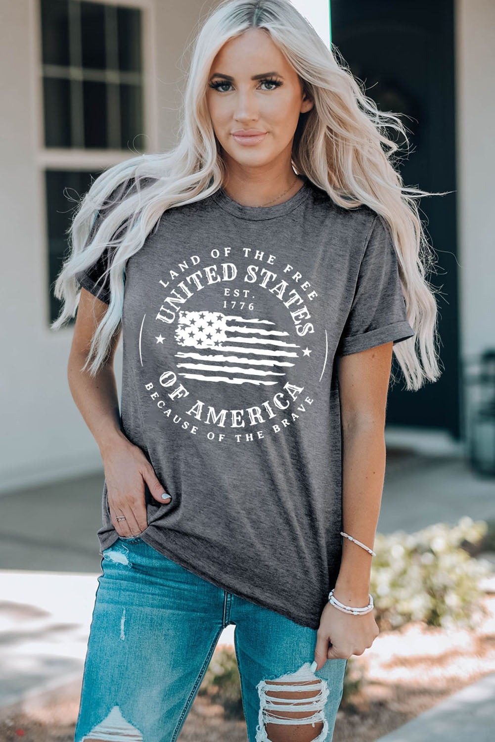 Land of the Free Graphic Tee – Vintage Charcoal