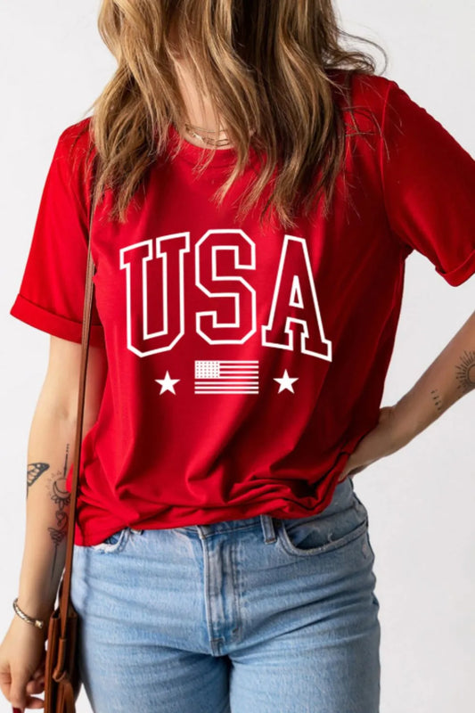 Classic USA Pride Graphic Tee – Red