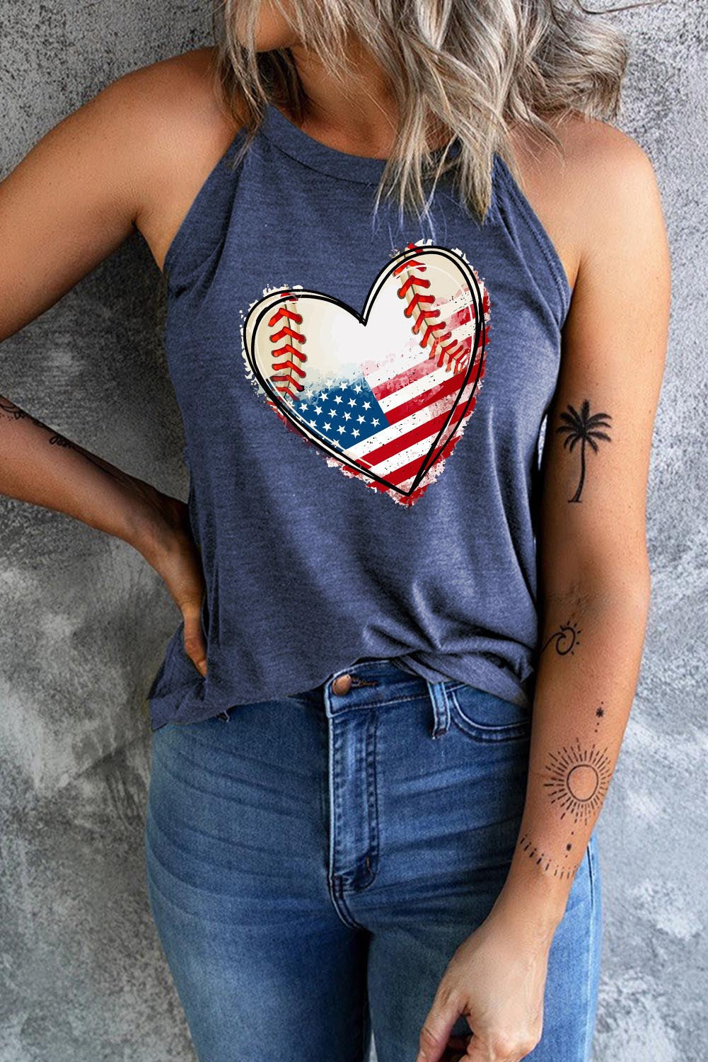 Patriotic Baseball Heart Tank – USA Flag Edition