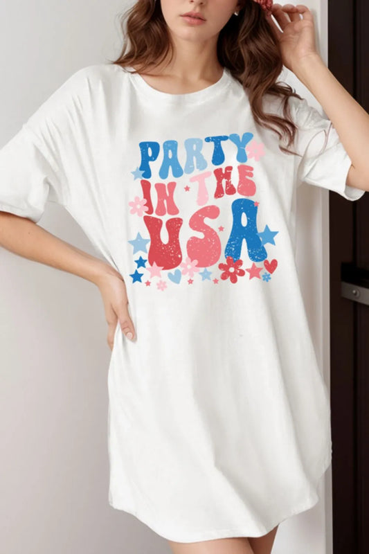 Party in the USA Graphic Oversized T-Shirt/Dress
