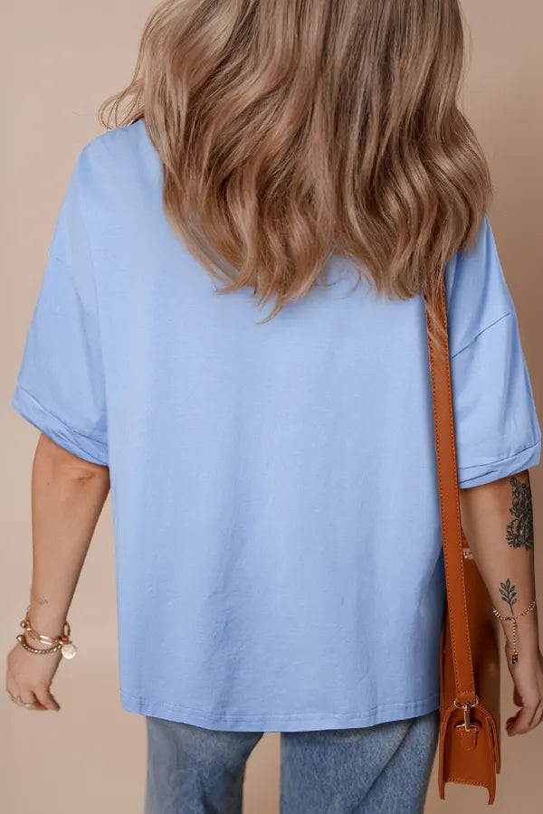 Sparkle & Shine Sequin Flag Tee – Light Blue