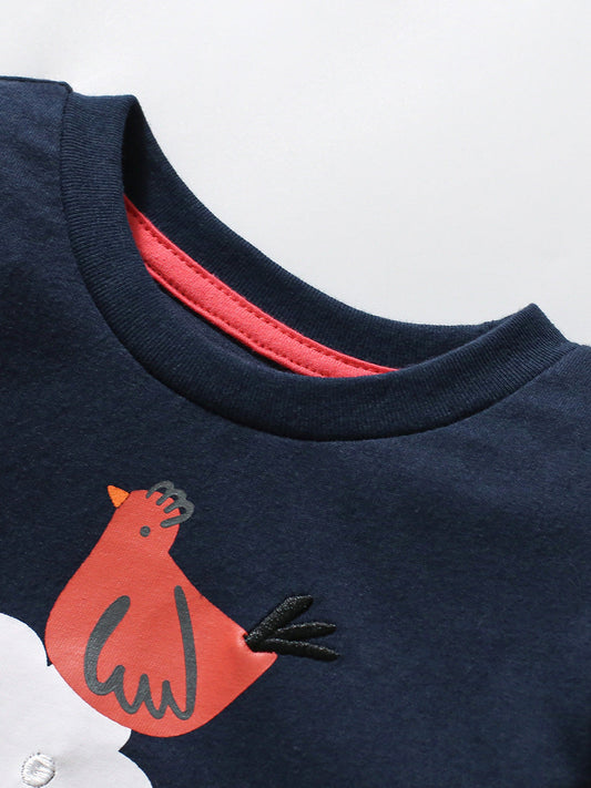 Stacked Farm Animals Long Sleeve Tee – Navy
