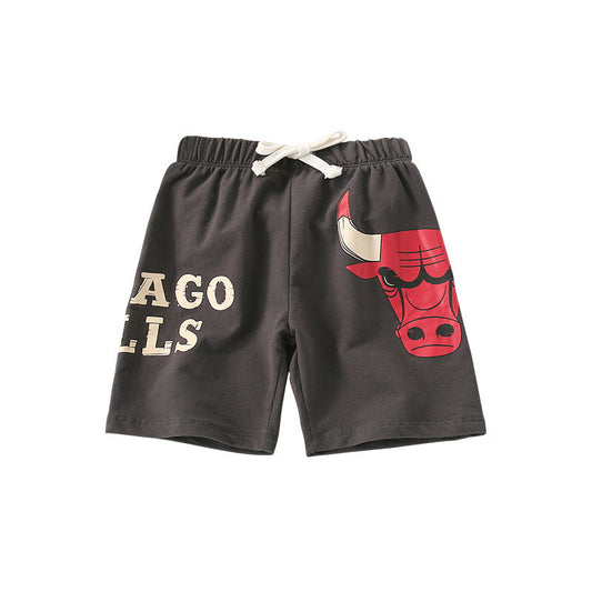 Black shorts with Chicago Bulls logo on a white background