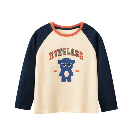 Long-sleeve shirt with 'Eyeglass' and bear graphic on a white background